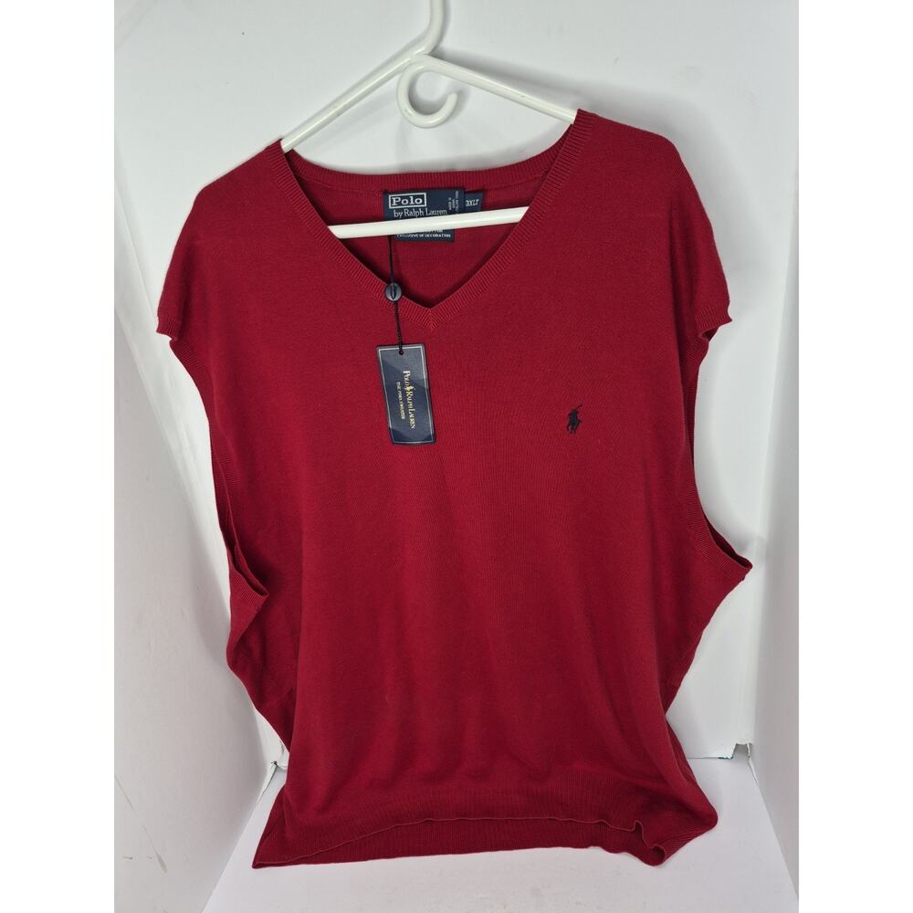Polo Ralph Lauren Red Pima Cotton Sweater Vest 3XLT Big Tall NWT Classic Style